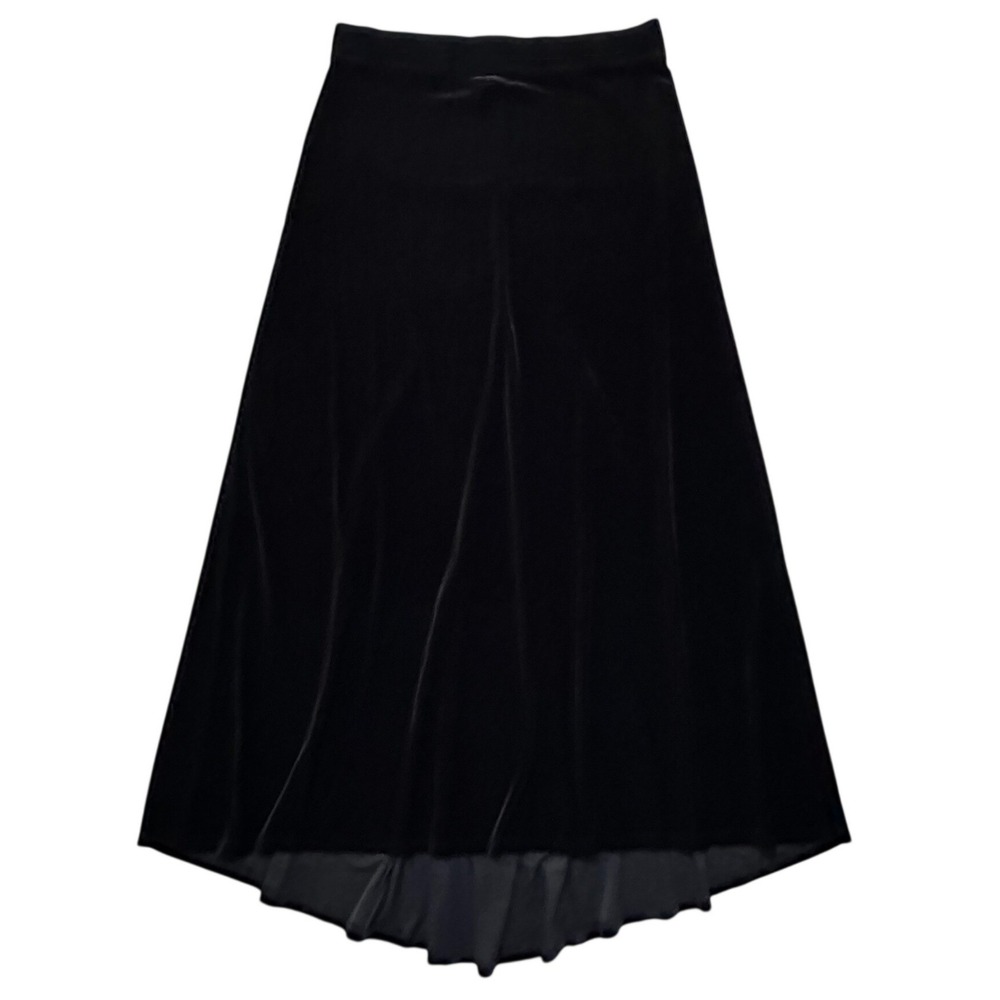 INC Velvet Maxi Skirt M High Low Hem Black Whimsigoth Gothic Evening Holiday